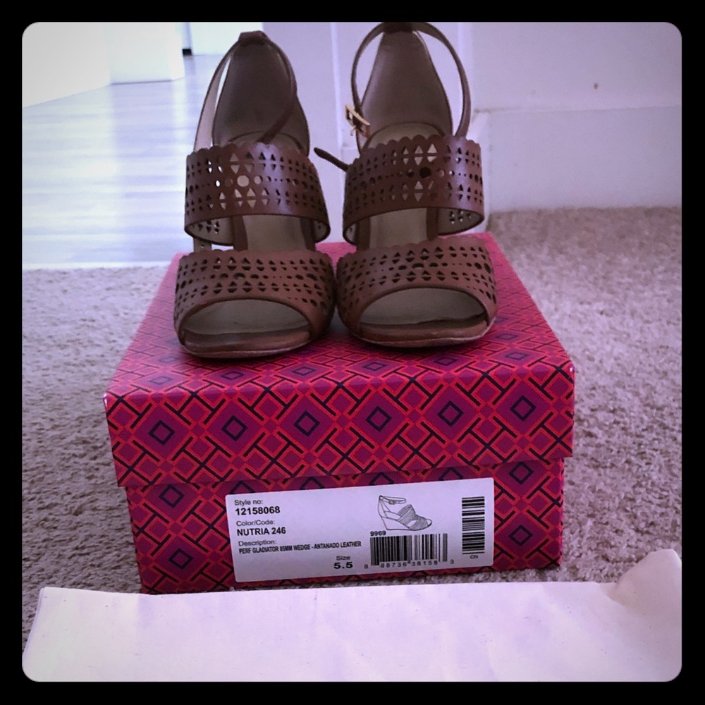 Tory Burch Perf Gladiator Wedges